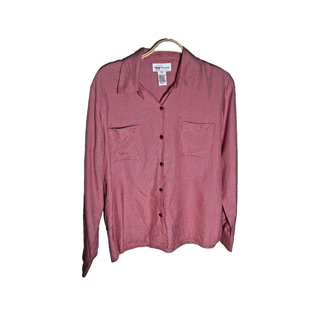 Rena Rowan Womens 100% Silk Long Sleeve Blouse Size 8 Holidays Classic